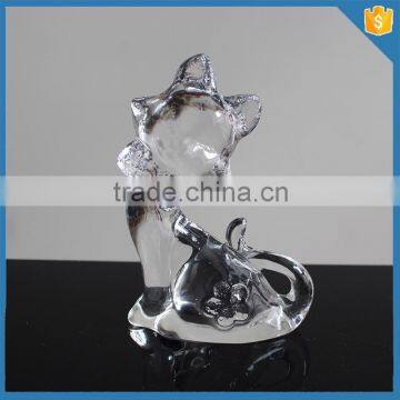 Bulk hand press clear animal glass ornament christmas decorations made in china