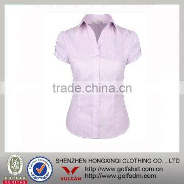 Buy shirt,100 % cotton solid color ladies short sleeve shirt