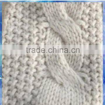 Kids Beige Cable Cotton Knitted Gloves Mitten With Crochet Flower photo-3