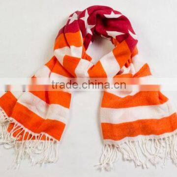 Orange & red matched star high quality wool scarves