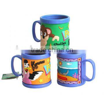 hottest creative design fancy monkey pattern embossed soft pvc mug