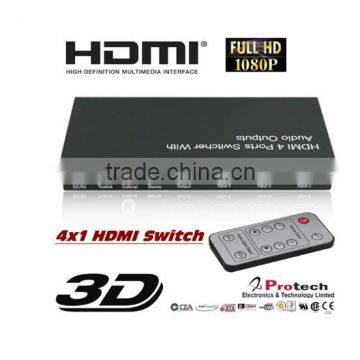 HDMI Switcher 4 input 1 output with Audio Support 3D coaxial toslink stereo 3.5mm audio