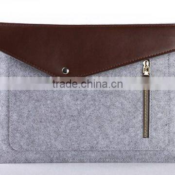Accept Small Order Fashion Multifunction Slim Felt Tablet Bag With Zipper for Ipad
