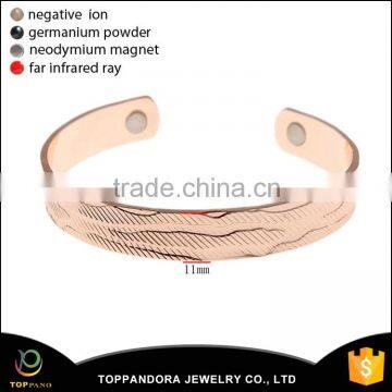 2016 Popular Healing Health Power Energy Magnetic Cuff Copper Bangle Brass Hand Bangle