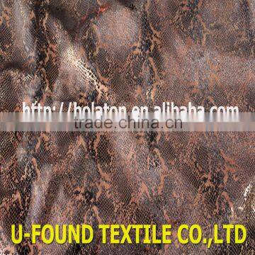 New Fancy Item 95% Polyester 5% Spandex Warp Knitted Velvet With Bronze Foil Python Pattern Print Fabric photo-6