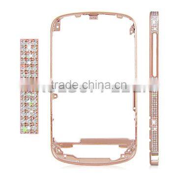 For Blackberry Q10 Diamond Front Bezel Frame Housing Cover Rose Gold