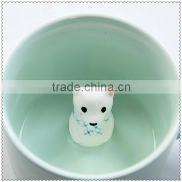 bulk ceramic 3D bear mug with bear inside figurine cup