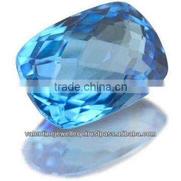 cushion shaped pleasant colored stone, natural blue color gemstone in cushion cut, cushion briolite blue topaz