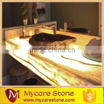 Honey yellow onyx laminated bar countertops