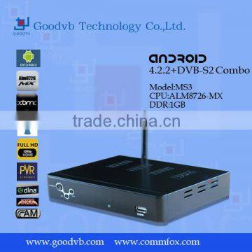 Android 4.2 smart tv box + DVB S2 digital satellite receiver