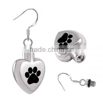 SRE8007 Online China Heart Shape Dog Paw Print Earrings Drop Earring Stainless Steel Cremation Earrings