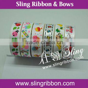 Carton Printed Polyester Satin/Grosgrain Ribbon