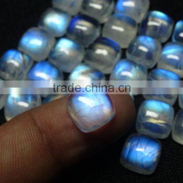 Rare Cushion Cut Blue Flashy 10x10 mm Natural Rainbow Moonstone