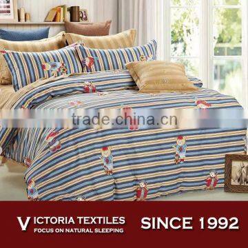 New Anime Bear Cartoon Bedding Set Cotton Stripey Duvet Cover