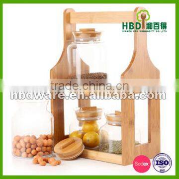 New Design Glass Storage Canister With Bamboo Rack photo-2
