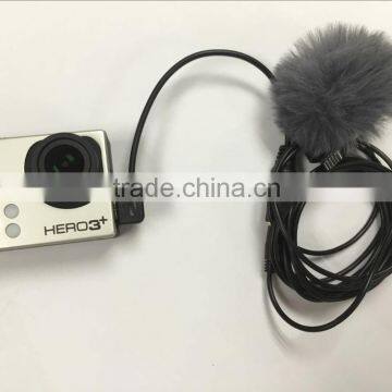 lapel microphone with wind proof fuzzy for sports camera long cable