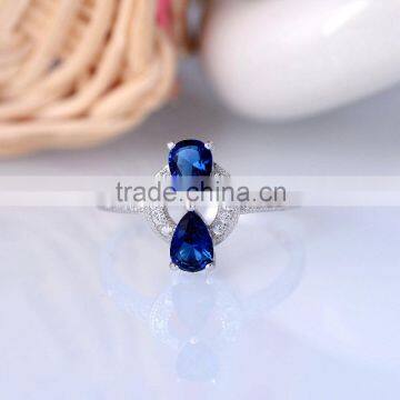 Double Zircon Blue Saphire Infinity Shaped Ring for Women photo-3