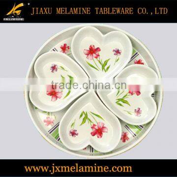 5pcs melamine ware heart shape set