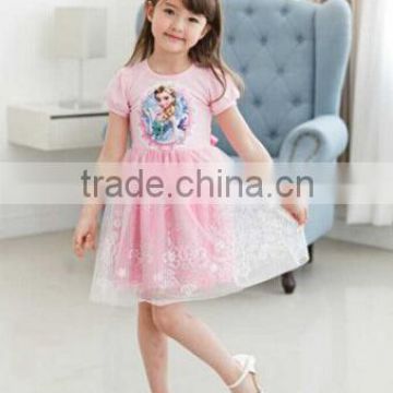 Pink color cosplay costume, printed with the princess, hot sale frozen girl skirt