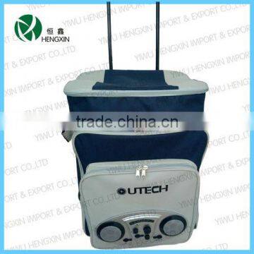 strong trolley cooler bag with multi pockets with radio