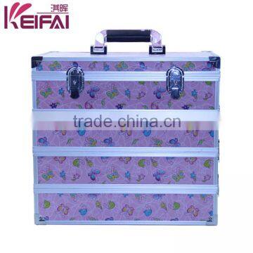 Personalized Lockable Hardshell Pink Makeup Boxes With Compartments