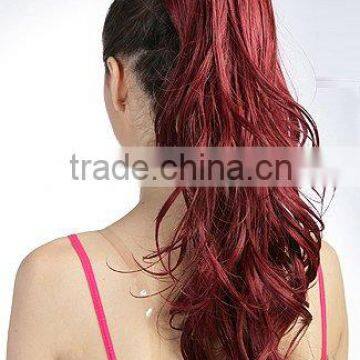 Wholesale price synthetic red claw clip in curly ponytail hair pieces