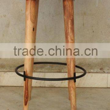 Wooden Bar Stools with Leather Seats, Brown Round Backless Bar Stools With Leather Seat And Wooden Legs For Kitchen Furniture Id