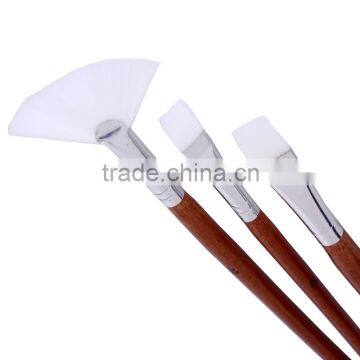 Bulk Cheap 3 Pcs Set Long Handle White Nylon Hair Fan Shaped Artist Oil And Acrylic Paint Brush