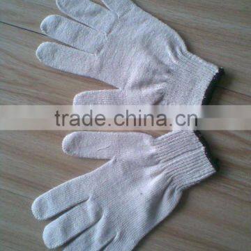 7 Gauge bleached white color gloves/Can be dotted on one side or both sidescotton gloves