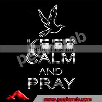 Bing Crystal Keep Calm And Pray Korean Rhinestone Transfers Hotsale