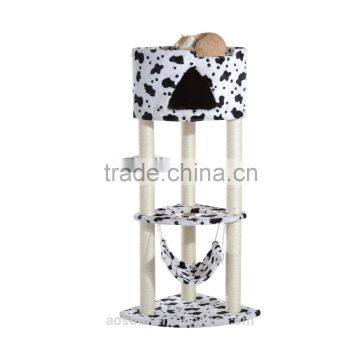 Pawhut 51" Multi-Level Cat Tree Tower - Black/White