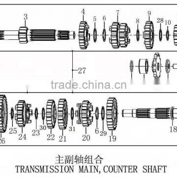 Zongshen engine parts transmission main counter shaft