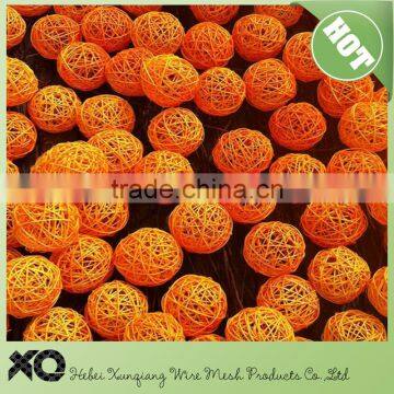 orange rattan christmas wired ball