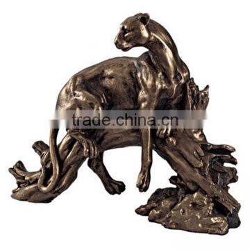 customized handmade painted decorative bronze color animal Leopard statues