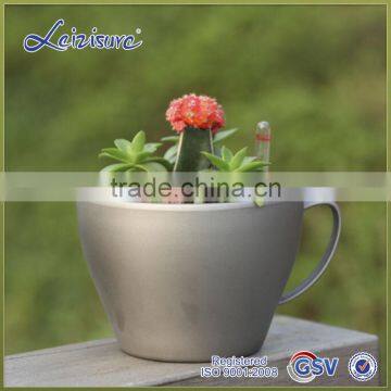 Silver Top quality cup shaped PP selfwatering American style plastic flowerpot BZ01