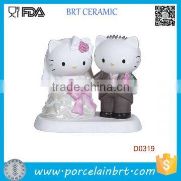 Cute Cat Bridal Wedding Decoration Ceramic Cake Topper