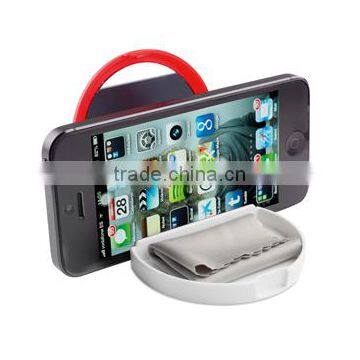 cheap mobile phone holder phone support with mirror and cleaning cloth