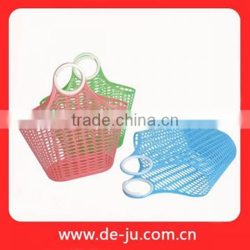 Candy Color Ring Handle Plastic Wall Basket