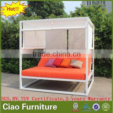 Outdoor Furniture Aluminum Beach Sunbed With Sling Curtain photo-3