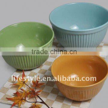 Round mixing bowl set, stoneware colored batter bowls