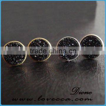 Funky Silver Stud Druzy Earrings, Turquoise Druzy Stud Earrings photo-5