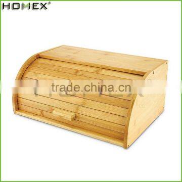 Bamboo roll top bread bin french bread box Homex BSCI/Factory