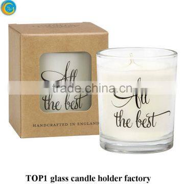 White votive candle holders with packaging box