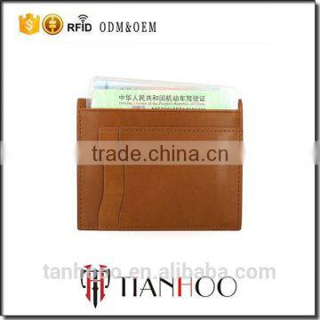 Customize Simple Style Wholesale Business Genuine Leather RFID Blocking Card Holder