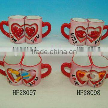 ceramic heart shape couple mug