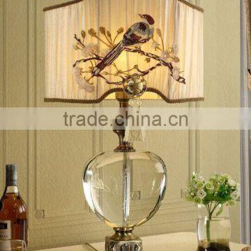 Finely Cast Exquisite Chinoiserie Style Brass and Crystal Table Reading Lamp With Beautiful Embroidered Lampshade BF12-04124a photo-3