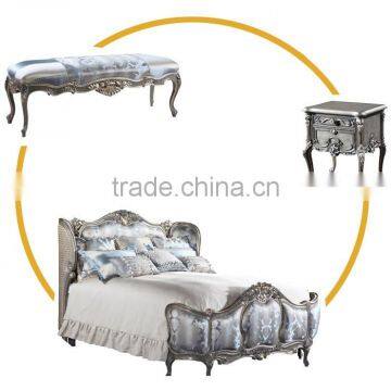 Exquisite French Palace Style Handmade Upholstery Cozy Bed of Wingback Shaped With Nightstand and Bench BF12-03254j photo-3