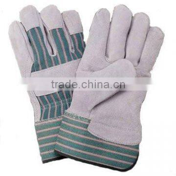 Natural color cow split leather safety glove