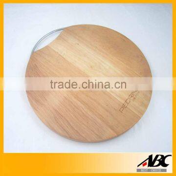 High Quality Rubber Wooden Round Cutting Board With Handle