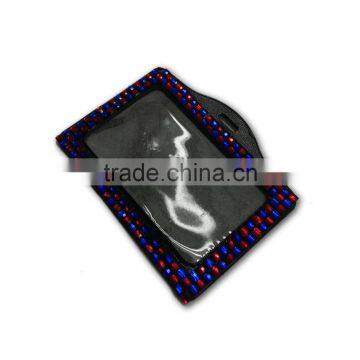 Hot Sale, High Quality Promotion Gift PU Leather Badge Holder With Crystal Gem Decoration photo-2